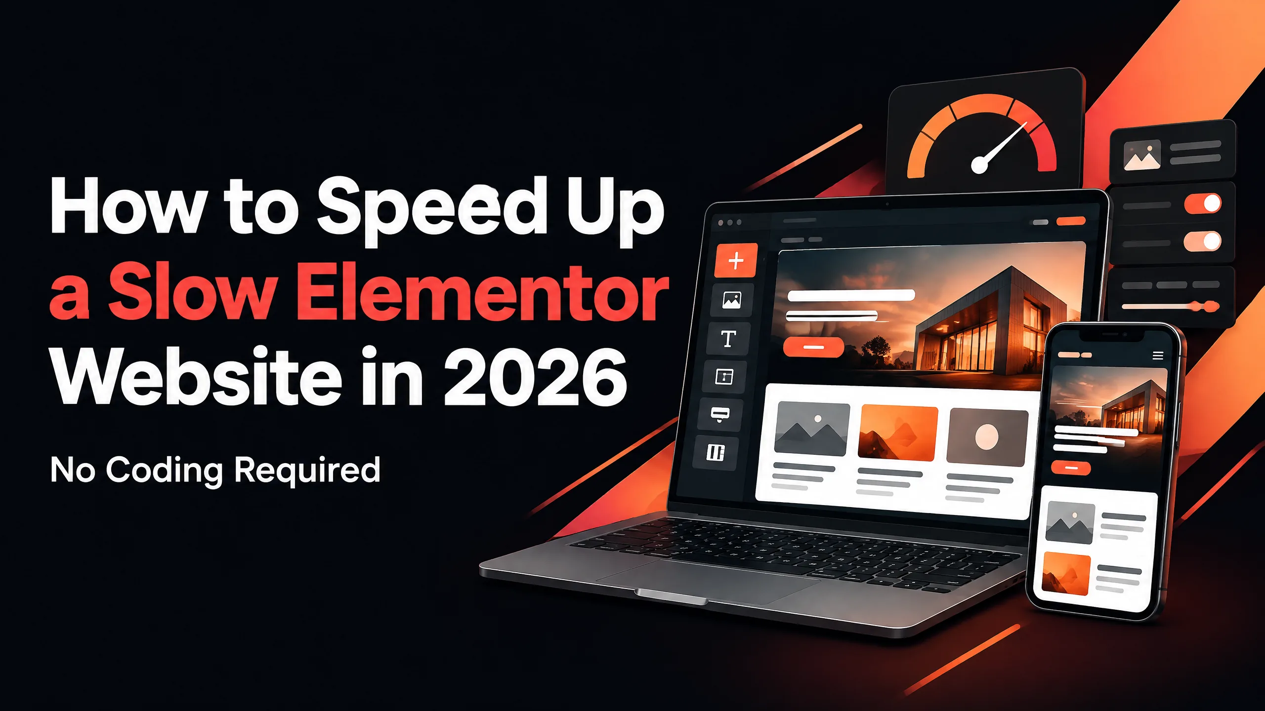 Swap Design branded thumbnail: How to Speed Up a Slow Elementor Website in 2026