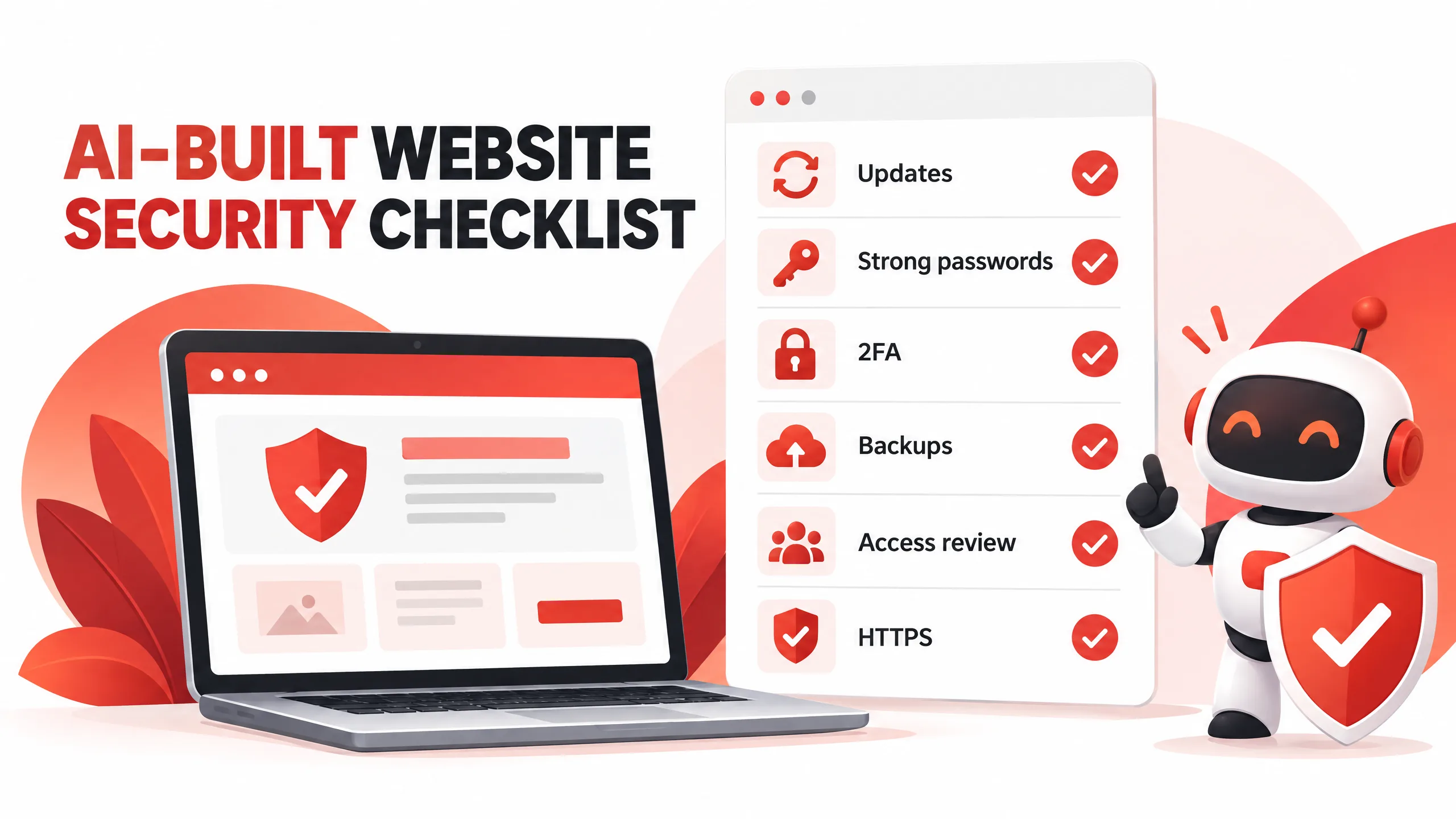 Checklist for protecting an AI-built website
